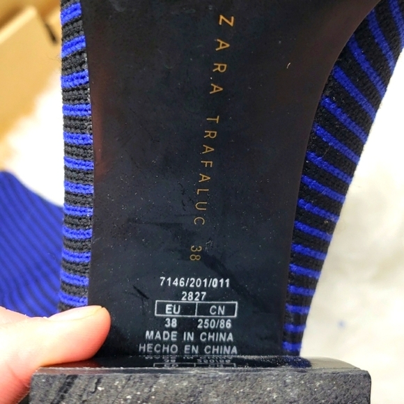 Zara Contrasting Sock-Style Ankle Boots in Electric Blue 38 - Picture 14 of 14